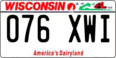 WI license plate 076XWI