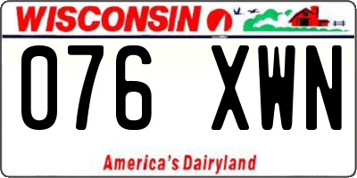 WI license plate 076XWN
