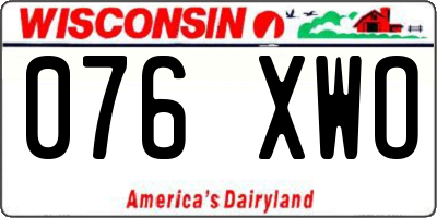 WI license plate 076XWO