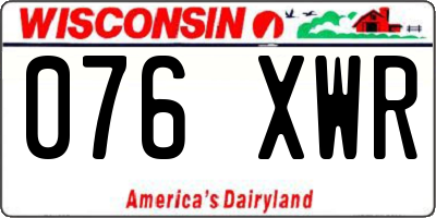 WI license plate 076XWR