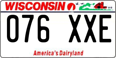 WI license plate 076XXE