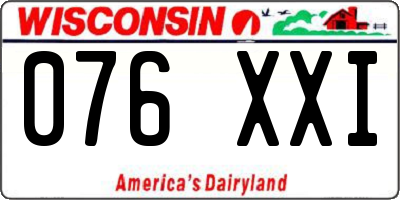 WI license plate 076XXI
