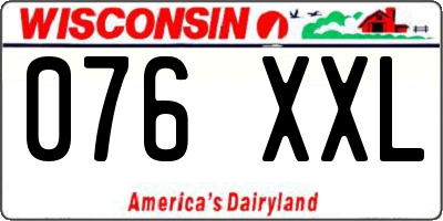 WI license plate 076XXL