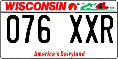WI license plate 076XXR