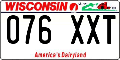 WI license plate 076XXT