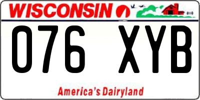 WI license plate 076XYB