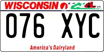 WI license plate 076XYC