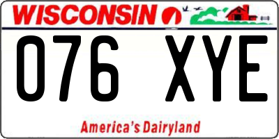 WI license plate 076XYE
