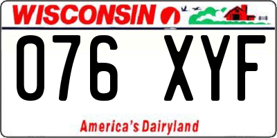 WI license plate 076XYF