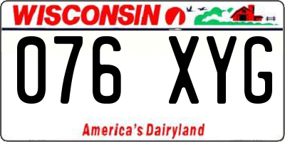 WI license plate 076XYG