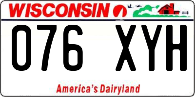 WI license plate 076XYH
