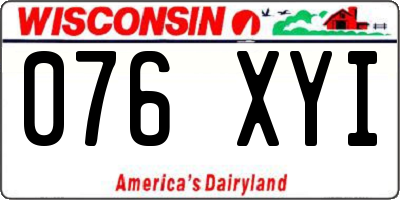 WI license plate 076XYI