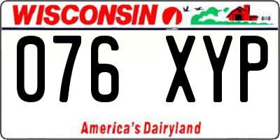 WI license plate 076XYP