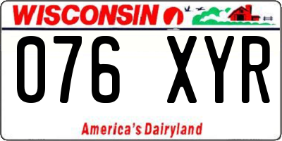 WI license plate 076XYR