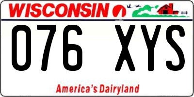 WI license plate 076XYS