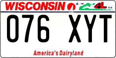 WI license plate 076XYT