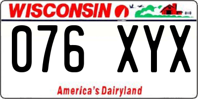 WI license plate 076XYX