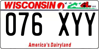 WI license plate 076XYY
