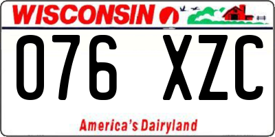 WI license plate 076XZC