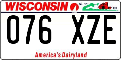 WI license plate 076XZE