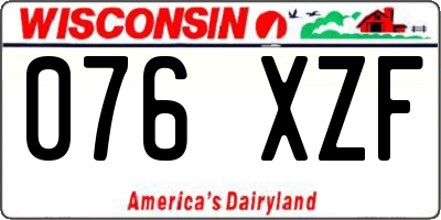 WI license plate 076XZF