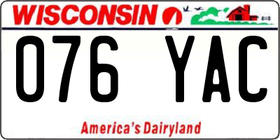 WI license plate 076YAC