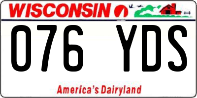 WI license plate 076YDS