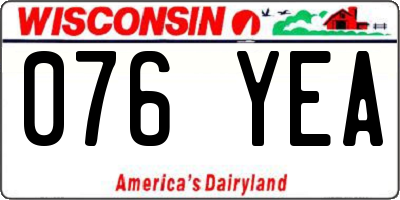 WI license plate 076YEA