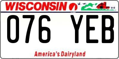WI license plate 076YEB