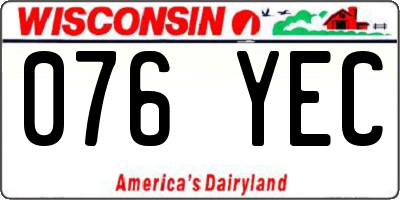 WI license plate 076YEC