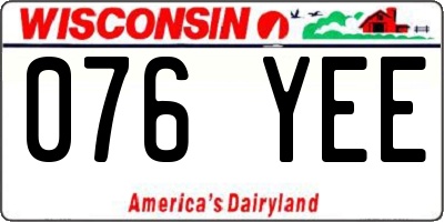 WI license plate 076YEE