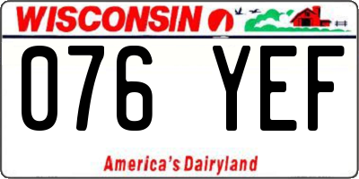 WI license plate 076YEF