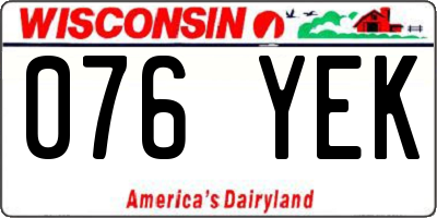 WI license plate 076YEK