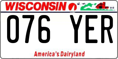 WI license plate 076YER