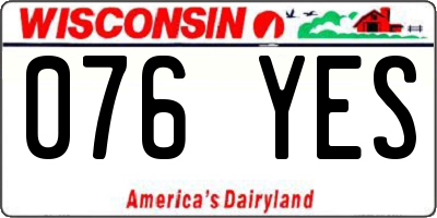 WI license plate 076YES