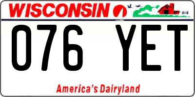 WI license plate 076YET