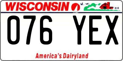 WI license plate 076YEX