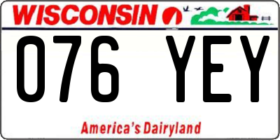 WI license plate 076YEY