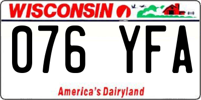 WI license plate 076YFA