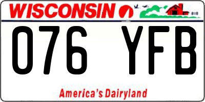WI license plate 076YFB