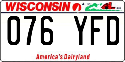 WI license plate 076YFD