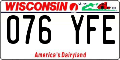 WI license plate 076YFE