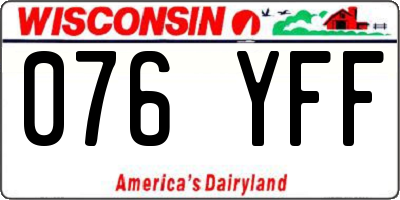 WI license plate 076YFF