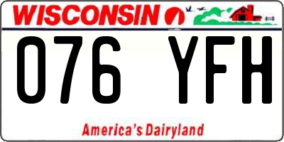 WI license plate 076YFH