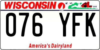 WI license plate 076YFK