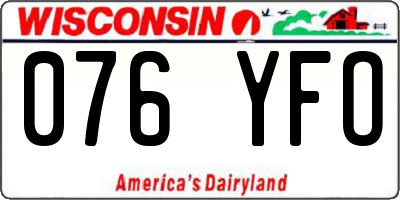 WI license plate 076YFO