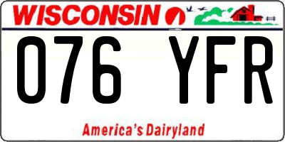 WI license plate 076YFR