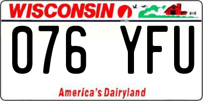 WI license plate 076YFU