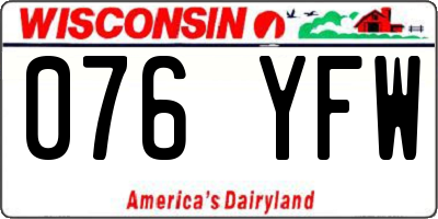 WI license plate 076YFW