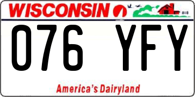 WI license plate 076YFY